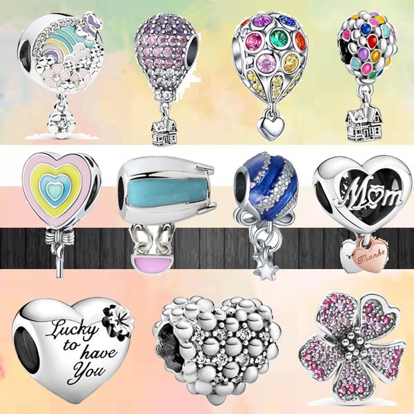 925 браслетные чары для Pandora Charm Set Original Box 2022 Lollipop Balloon House Mom Heart European Bead