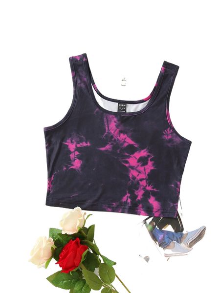

1pc tie dye tank v8or#, White