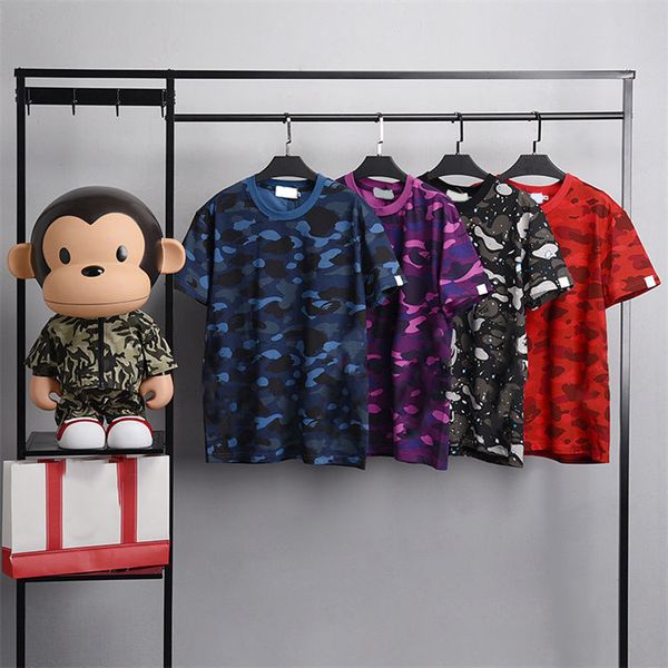 

sharks mens women t shirts ape shark tshirt men plus tees camouflage contrast color teenager hip hop streetwear cool t-shirt animal print t, White;black