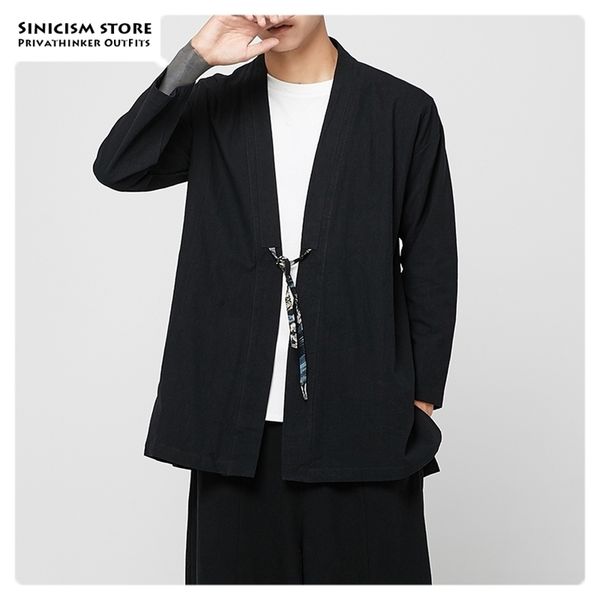 

sinicism store men hanfu tang clothes chinese style jackets mens kimono vintage print oversize loose jacket male autumn new coat lj201013, Black;brown