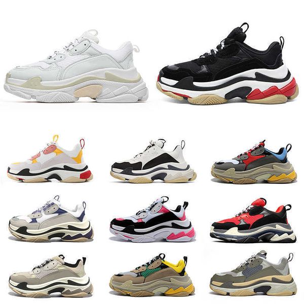 

triple s men women designer casual shoes platform sneakers black white grey red pink blue green yellow beige multi mens trainers jogging