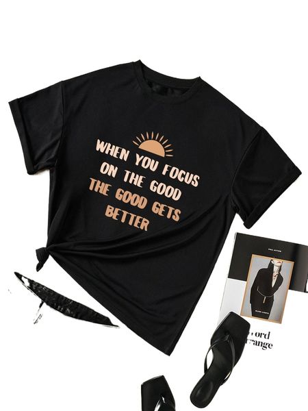 

sun & slogan graphic tee l58n#, White