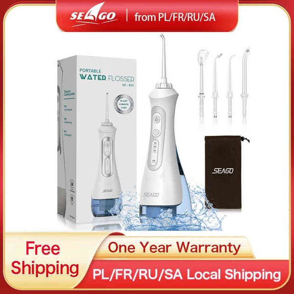 

seago new oral dental irrigator portable water flosser usb rechargeable 3 modes ipx7 200ml water for cleaning teeth sg833 0617