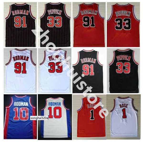 A faculdade usa a camisa de Dennis Rodman #33 de Scottie Pippen, o Worm 10 #Dennis Rodman- Men Sports Sports Stitched Red White Jerseys