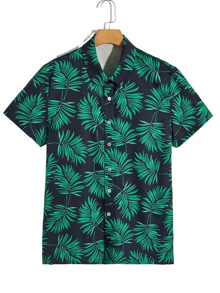 

men tropical print shirt h36e#, White;black