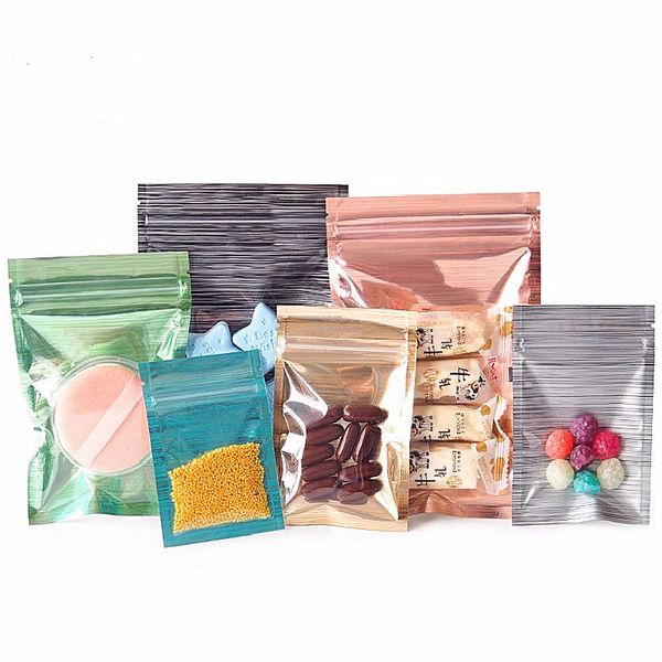 

100pcs One Side Clear Drawing Aluminum Foil Zip Lock Bag Resealable Translucent Coffee Powder Gifts Trinkets Jewelry Cosmetics Packaging Pouches