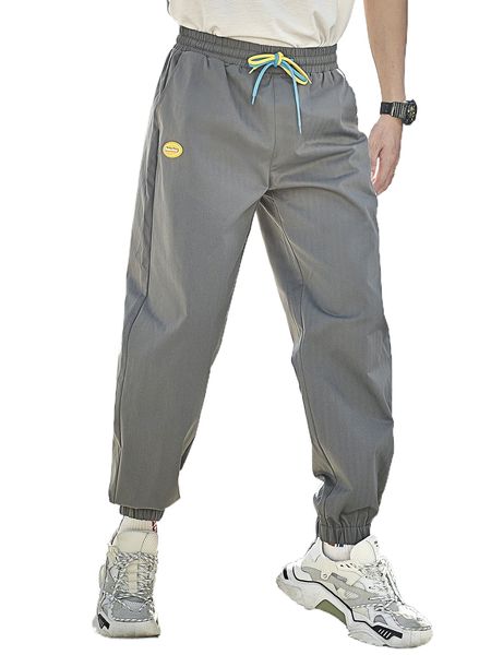 

men letter patched detail drawstring waist joggers r2gj#, Black