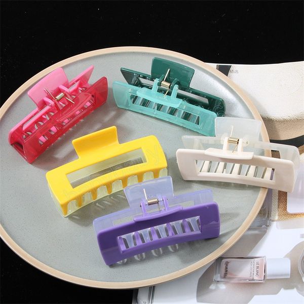 

different color hair clip large size square acrylic hair claw for women girls clamps chic hair accessories 10.5cm, Slivery;white