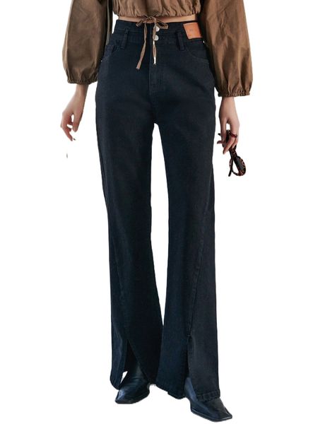 

dazy patched detail flare leg jeans l8kk#, Blue