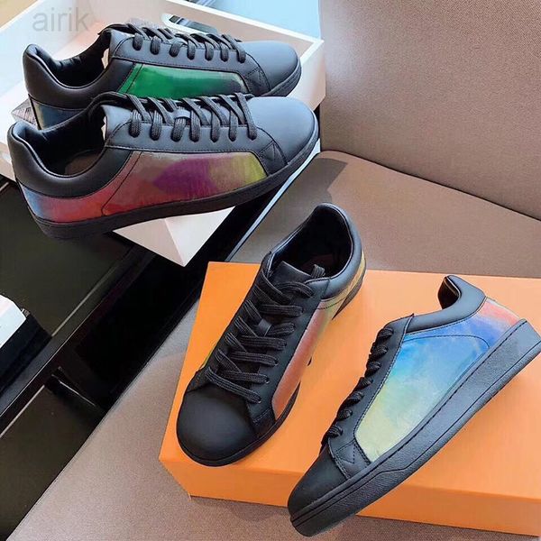 

rivoli sneaker boot high trainers fashion rainbow low-sneaker 100% genuine leather breathable calfskin shoes 12 colors, Black