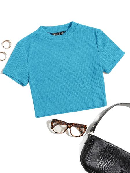 

rib-knit solid tee 18ea#, White