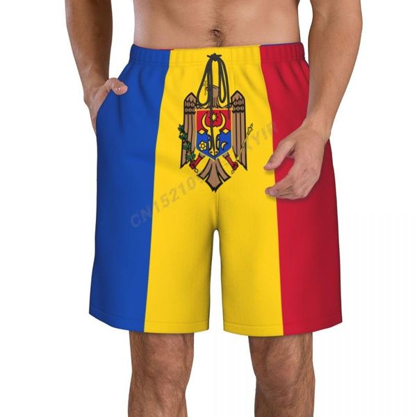 

men's shorts summer men's moldova flag beach pants surfing m-2xl polyester swimwear runningmen's, White;black