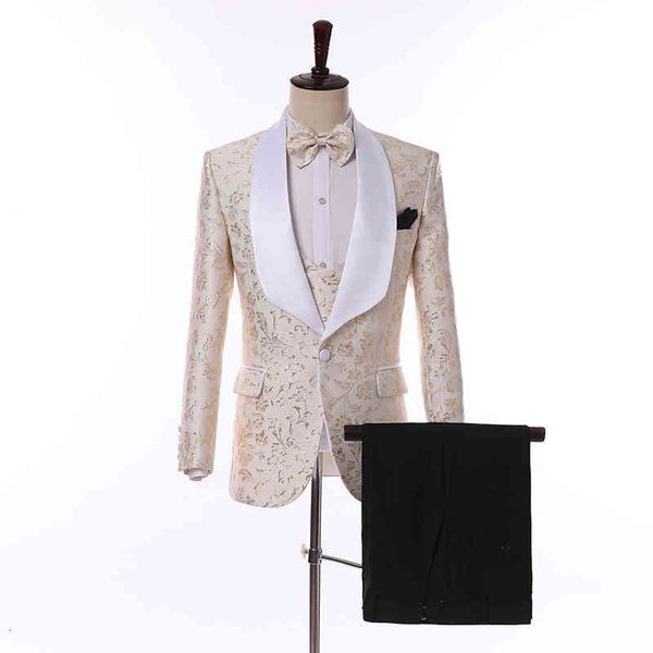 

men's suits & blazers suit men's three piece man wedding dress slim fit korean formal dress style, White;black