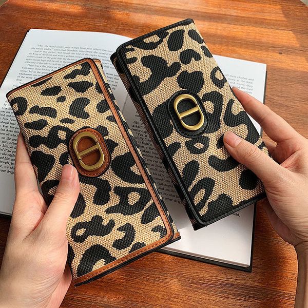 

designer cd wallet card mens autumn winter new women's leather long three fold wallet hand bag large capacity leopard print fashion mul, Red;black