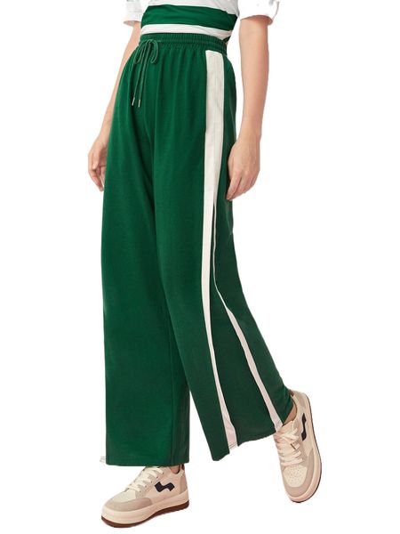 

contrast side seam drawstring waist sweatpants a1vl#, Black;white