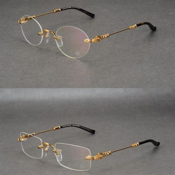 

luxury-crow heart his rimless frames eyeglasses frame men square round tide male myopia glasses frame spectacle frames prescriptio241m, Silver