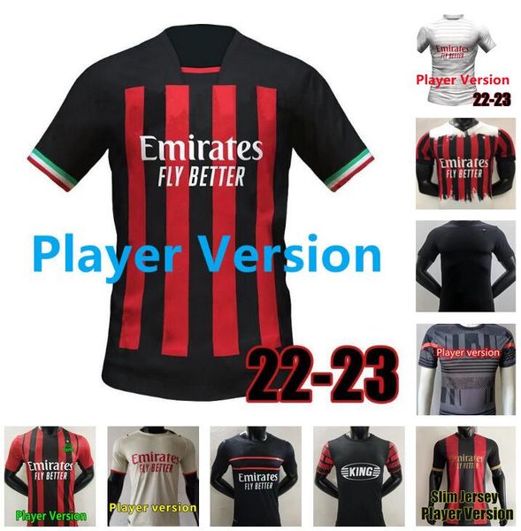 

player version 21 22 23 ibrahimovic giroud tomori soccer jersey ac 2022 2023 milans r.leÃ£o kjÃ¦r kessie football shirt m.maignan tonali theo, Black;yellow