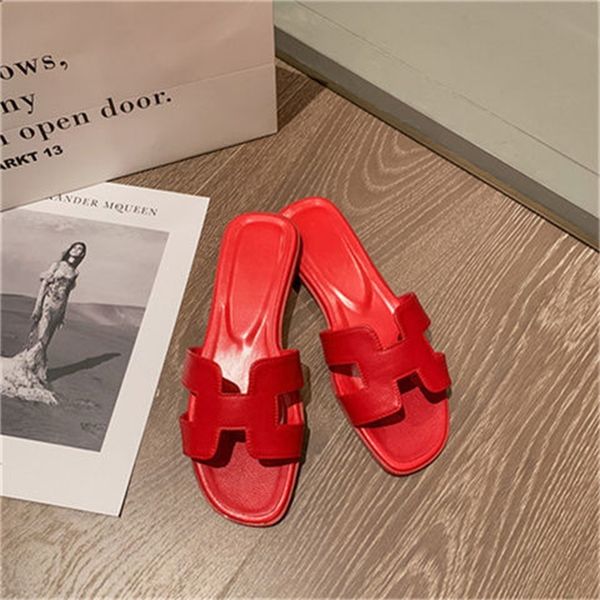 

52% off 2022 summer new net red rhinestone h-shaped slippers women wear fashionable flat bottom leather flip flops and beach sandals, Black