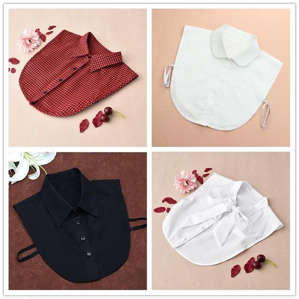 Camicia solida Colletto finto Cravatte Bianco Amp Nero Camicetta rossa Colletti staccabili vintage Donna Uomo Abbigliamento Accessori