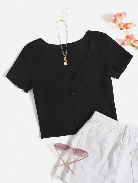 

solid lettuce trim tee 29en#, White