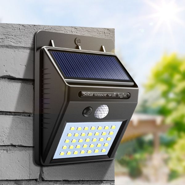 Energia solar LED Night Light Pir Motion Sensor Luz externo Lâmpada de parede Lâmpada noturna Lâmpada de jardim à prova d'água Luz de via de jardim 201028