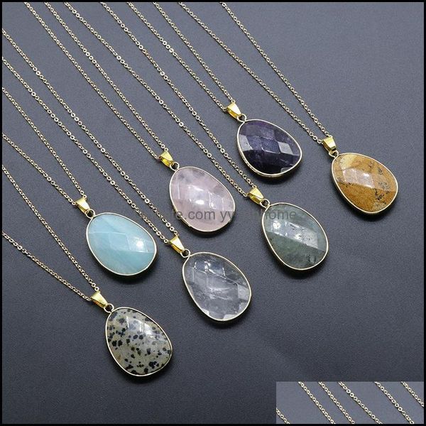 

pendant necklaces pendants jewelry natural quartz stone necklace for women healing pendum amethysts amazonite labradorite rose drop delive, Silver