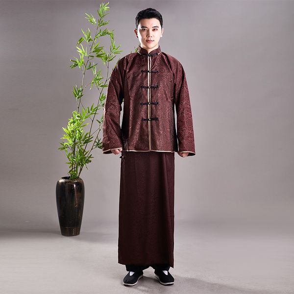 

manchu ethnic clothing qing dynasty costume men's robe traditional clothes oriental gown asian vintage male apparel, Red