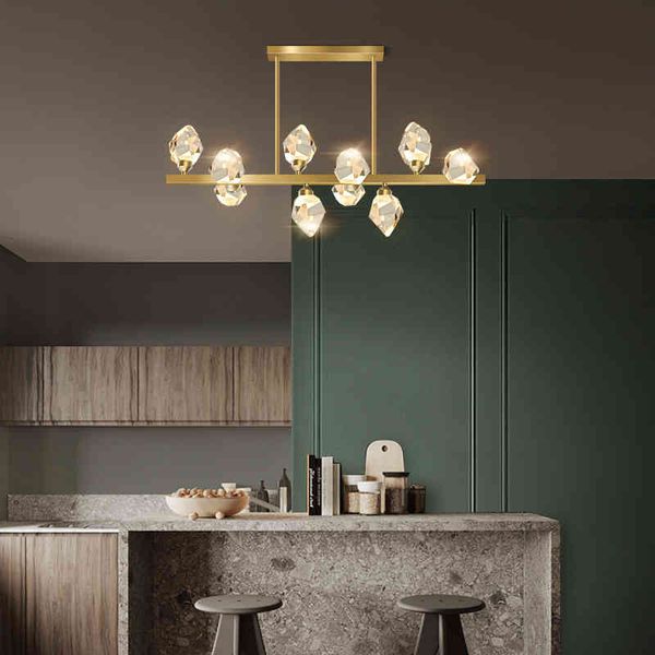 

pendant lamps living room chandelier light luxury postmodern all copper dining crystal lamp bed creative simple net red molecule art chandel