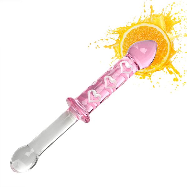 Olo Heart Dildo Pink Penis Fake Plug Plug Glass Crystal G-Spot CLITORIS TRABOTOS SEXY PRODUTOS PARA MULHER