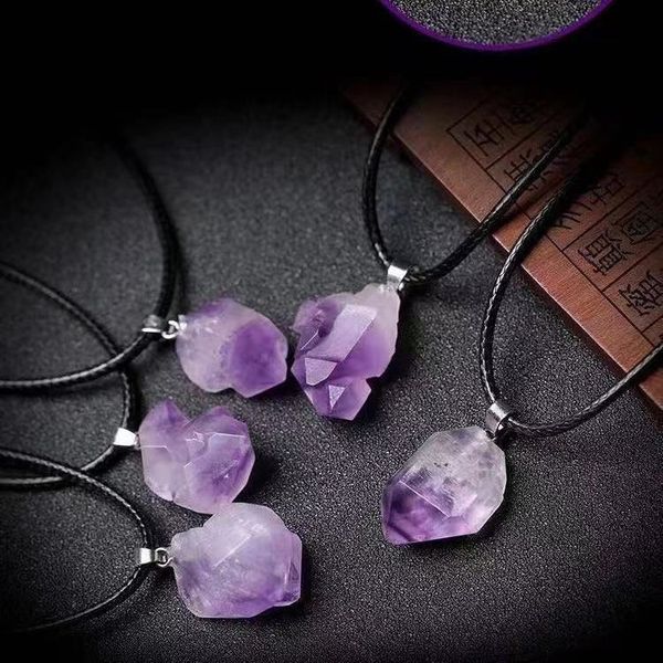 

grohandel echte amethyst halskette rohkristalle bulk natrliche kristall anhnger amethyst rohstein halskette, Silver