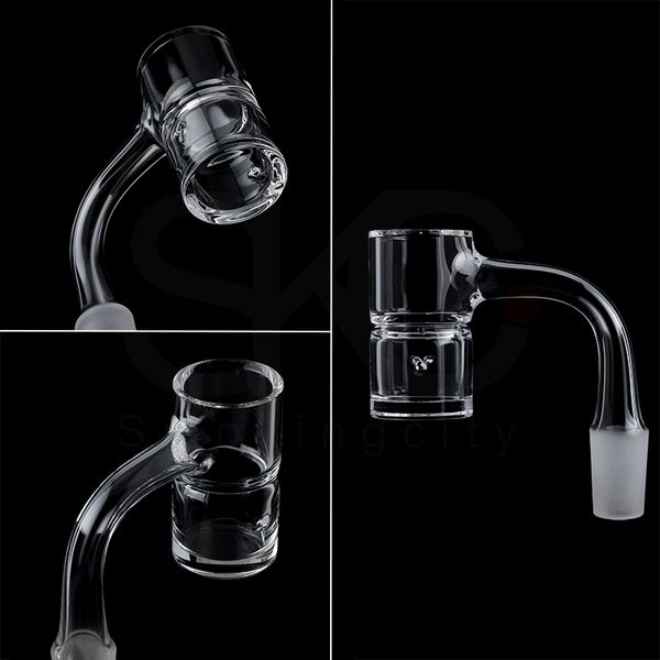 14 mm männlich weiblich, vollständig geschweißter Rauch, 4 mm Spritzschutz unten, abgeschrägte Kante, nahtloser Quarz-Banger für Dab Rig Bong-Rohre