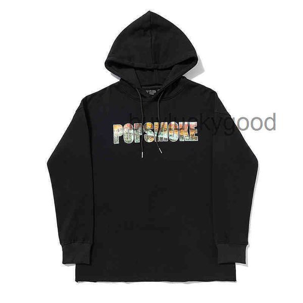 

ss fashion brand vlones back big v city landscape print men's and women's hooded sweater, Black