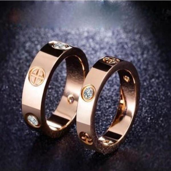 

4mm 5mm titanium steel silver love ring men and women rose gold jewelry for lovers couple rings gift size 5-11185i