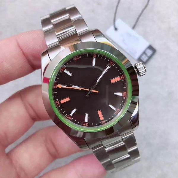 

classic watch automatic 2813 movement 39mm sapphire glass men watches stainless steel bracelet black dial mens 116400 wristwatches, Slivery;brown