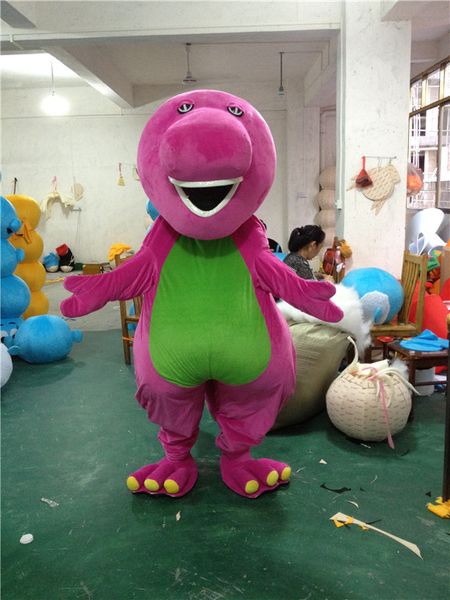 Costume da bambola mascotte Barney Costume da mascotte dinosauro Costume da mascotte dinosauro Costume da dinosauro mascotte dei cartoni animati Halloween Purim pa