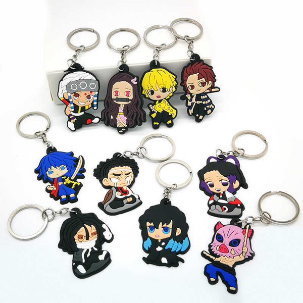 

keychains 1pcs pvc key chain cartoon figure anime ring holder kids toy pendant chain jewelry s decoration trinkets accessory, Silver
