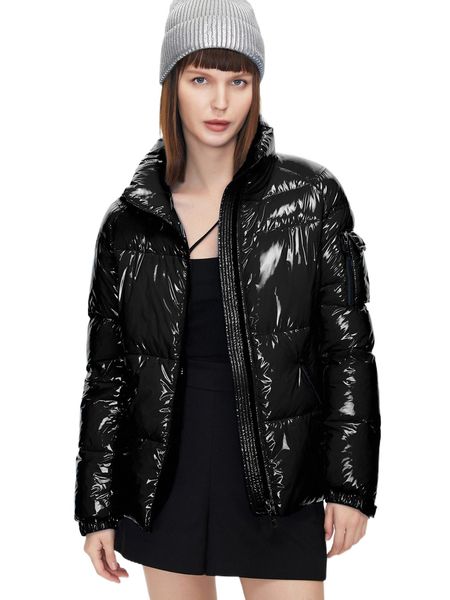 

ziai zip up puffer coat w89a#, Black