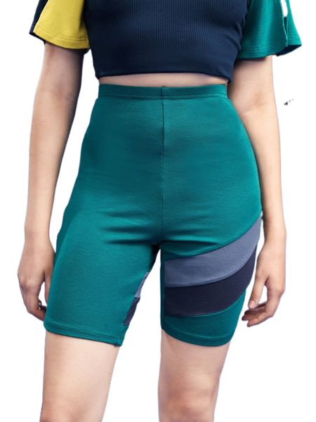 

x monosodium high waist striped print biker shorts q6in#, White;black
