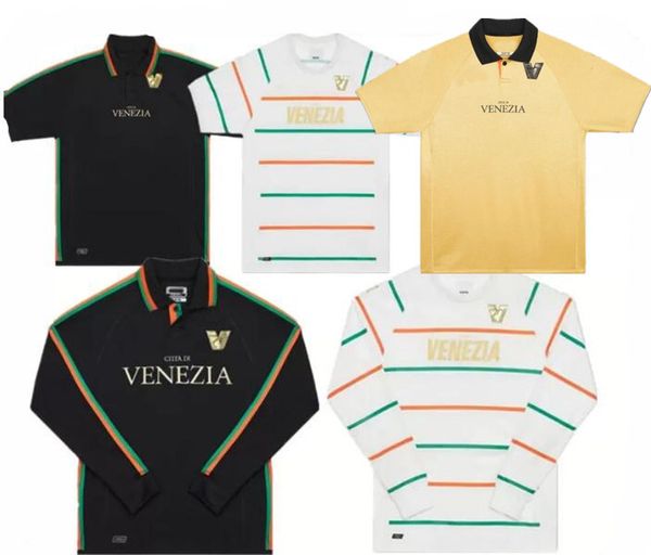 

22 23 venezia fc soccer jerseys home black away white third blue 10# aramu 11# forte venice 2022 2023 busio 27# football shirts 3rd kit unif, Black;yellow