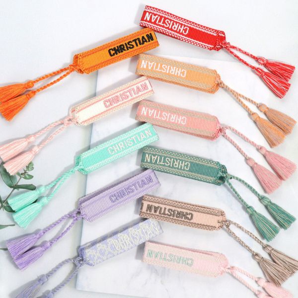 

designers woven friendship bracelets luxury brand adjustable for womens mens vintage braided bracelet fashion embroidery tassel bangles jewe, Golden;silver