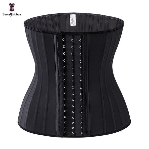 Preto creme 3 gancho e olho 25 aço booned látex modelador de cintura fajas cinta faixas cós roupa íntima plus size espartilho feminino 220621