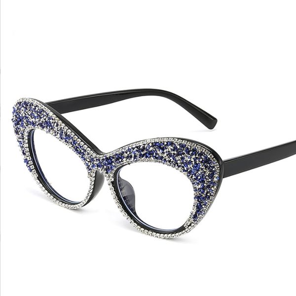 Großhandel Sonnenbrillen Damen Klare Linse Katzenauge Übergroße Sonnenbrille Strass Blaulicht Brillen Gafas de Sol