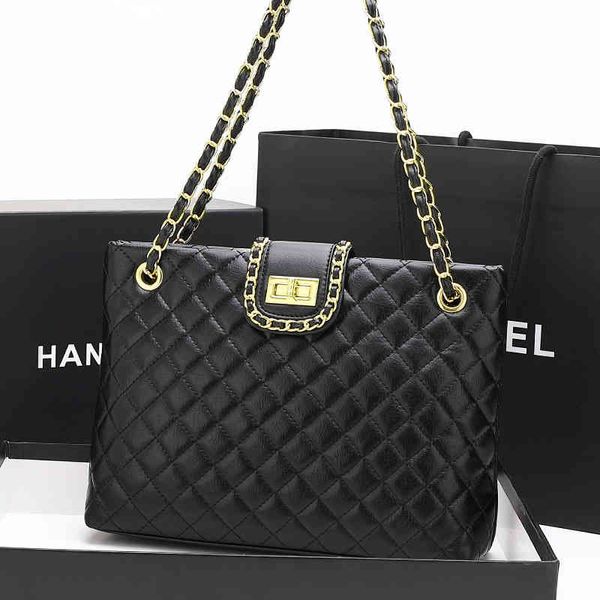 

bucket bag 2022 korean version new fashion cowhide women's lingge chain bag leather one shoulder msenger designer bags