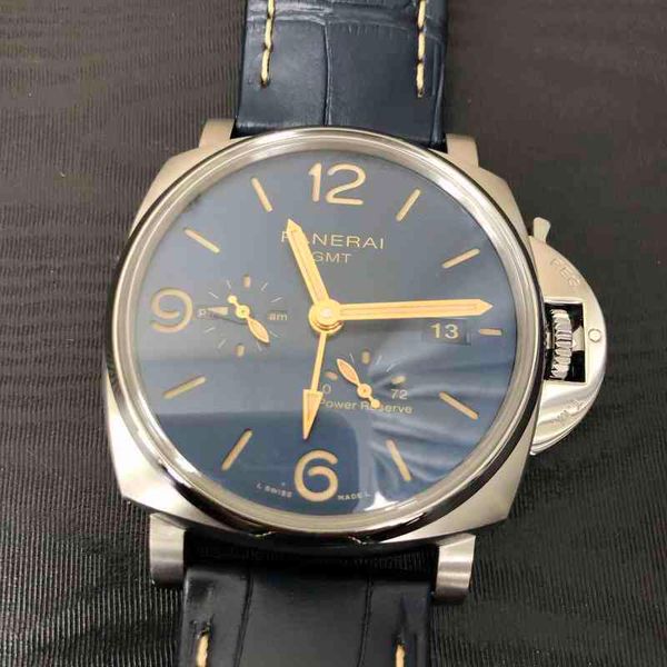 

luxury watches for mens mechanical wristwatch panera lumino due fine steel 45mm men's pam00964 designer, Slivery;brown