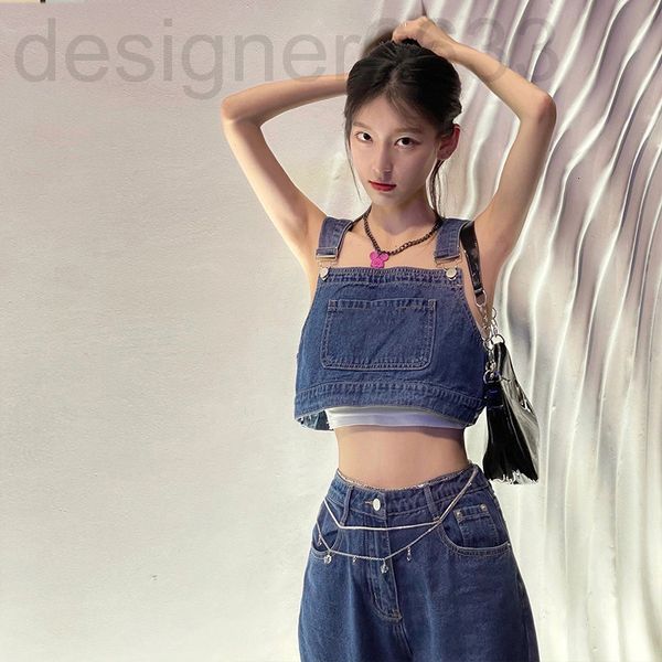 

casual dresses designer 10195# spring and summer small cowboy strap set cool salt girls fried street two-piece of wide leg pants h5bl, Black;gray