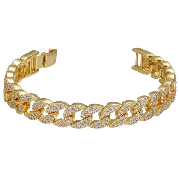 

18k gold plated link bracelet micro inlaid cuban chain bracelet, Black