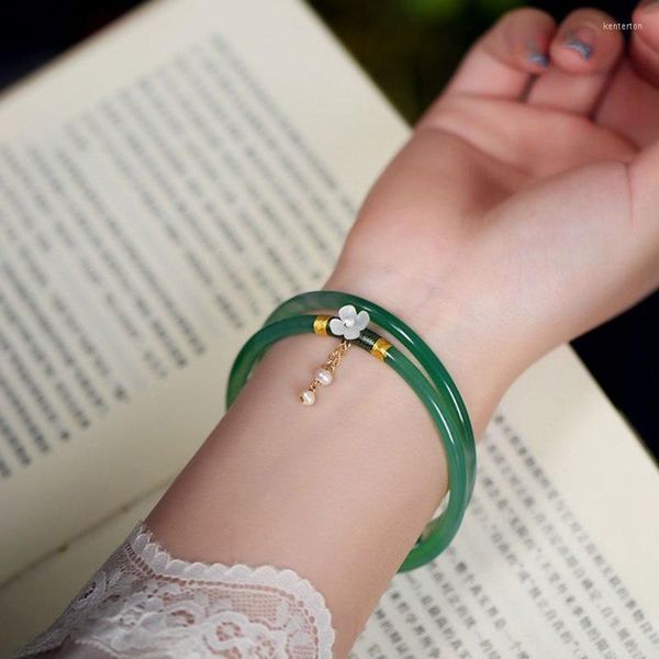 Bangle 2pcs/Set Brand Natural Jadeite Bracelet Ladies Antique Par