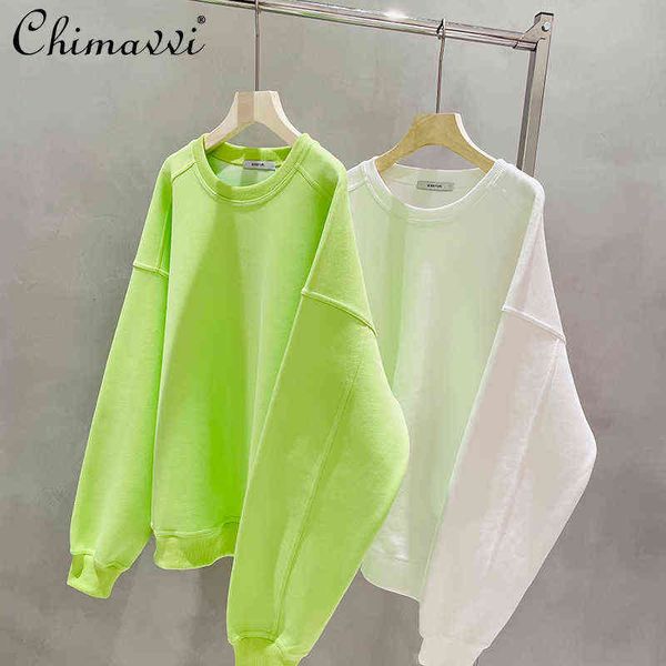 

candy color sweatshirt women's 2021 spring new korean loose pullover letters bat sleeve dent casual oversized hoodies t220726, Black