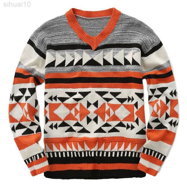 

men's sweater knitted s warm slim s geometric print autumn s l220801, White;black