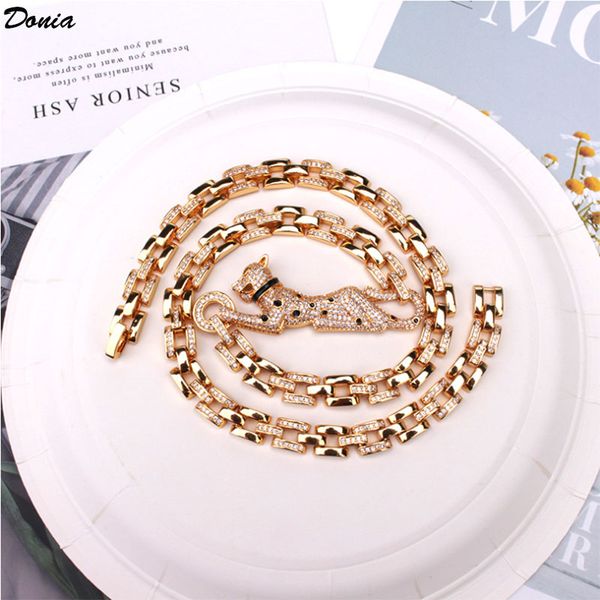 

donia jewelry luxury necklace european and american fashion 8mm wide leopard titanium micro-inlaid zircon exaggerated designer gift, Black
